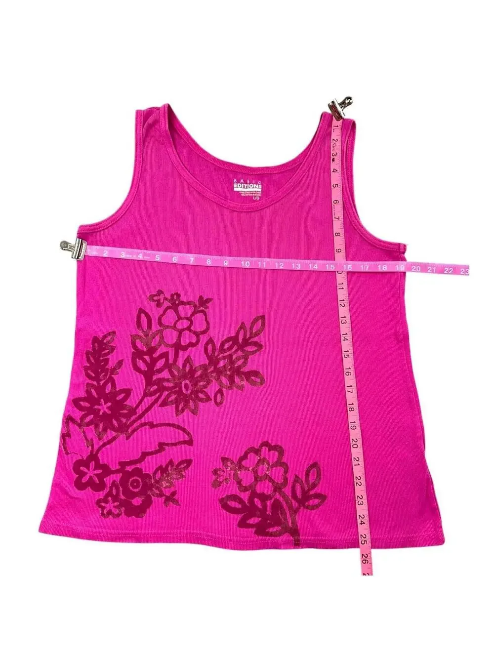 Basic Editions Hot Pink Ribbed Graphic Tank Top - Picture 7 of 7